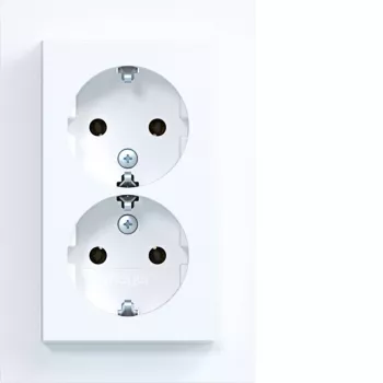 HAGER WAS2175WM Tomada dupla com tampa basculante, Berker A.1, branco-polar