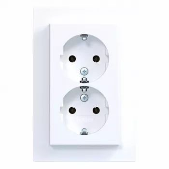 HAGER WAS2175WM Tomada dupla com tampa basculante, Berker A.1, branco-polar