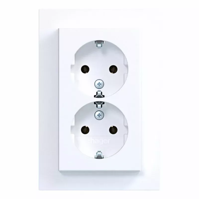 HAGER WAS2175WM Tomada dupla com tampa basculante, Berker A.1, branco-polar