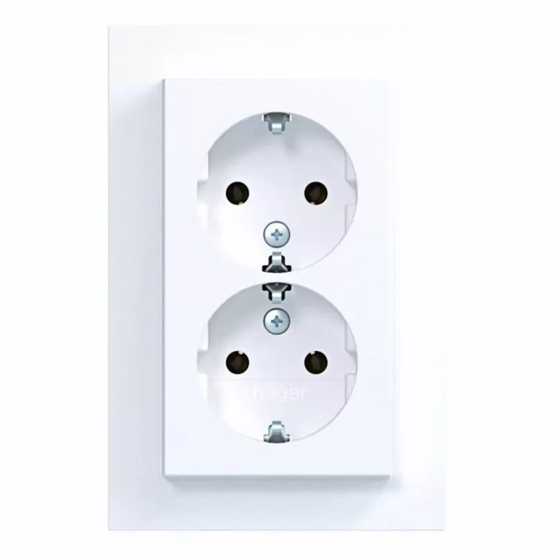 HAGER WAS2175WM Tomada dupla com tampa basculante, Berker A.1, branco-polar