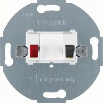 Tomada de ligação de altifalante Hager WDF4800PW1, 1 tomada, branco polar mate