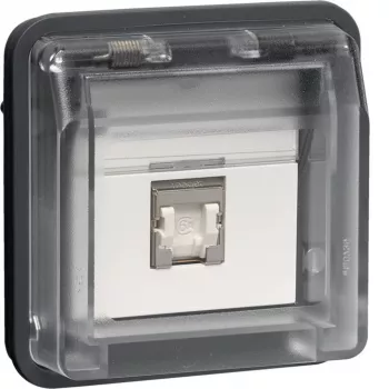 Tomada de dados HAGER WNA226 UAE 8 polos blindada Cat.6 RJ45 branco