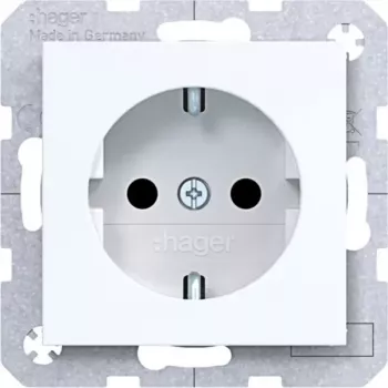 Tomada Schuko HAGER WAS1400WG, encastrada, terminais de parafuso com elevação, 16 A, 250 V, branco puro