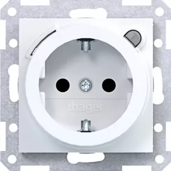 Tomada SCHUKO HAGER WAS1261WG com interruptor diferencial, Type A, 16 A, 30 mA, branco polar