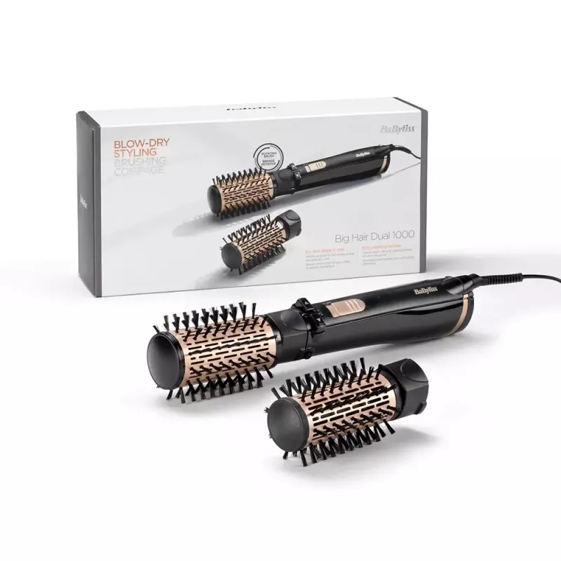 Modelador de ar quente rotativo BaByliss Big Hair Dual, 1000 W, preto/dourado