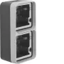 Hager WNA676 Caixa base vertical de 2 módulos para montagem à superfície com moldura e entrada de cabo, branco polar