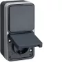 Hager WNC082 Comutador de escada e tomada SCHUKO combinados para montagem à superfície, cinzento
