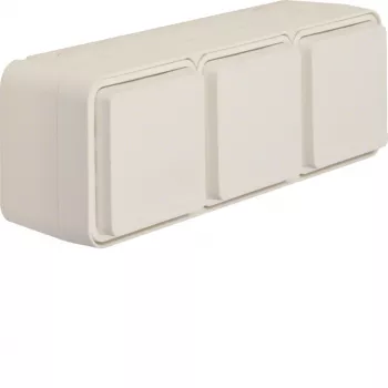 Hager WNC143B Tomada tripla SCHUKO para montagem à superfície, horizontal, branco polar
