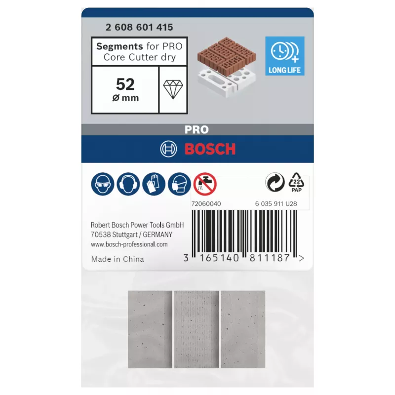 Bosch 2608601415 Segmentos de diamante para coroas de perfuração a seco, pack de 3