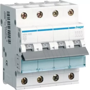 Hager MBN620 Disjuntor de proteção de linha 3P+N B-20A 6kA