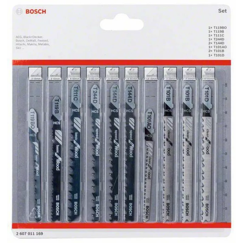 Bosch Conjunto de lâminas de serra de vaivém para madeira 2607011169 10 unidades encabadouro T HCS
