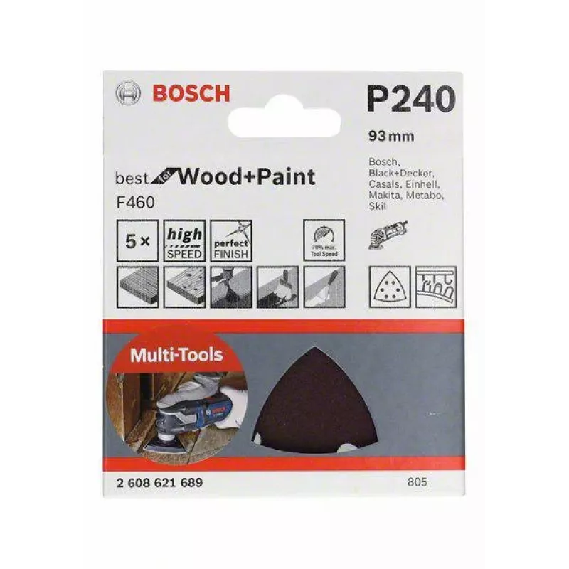 Bosch 2608621689 lixa delta P240 93 mm pack de 5
