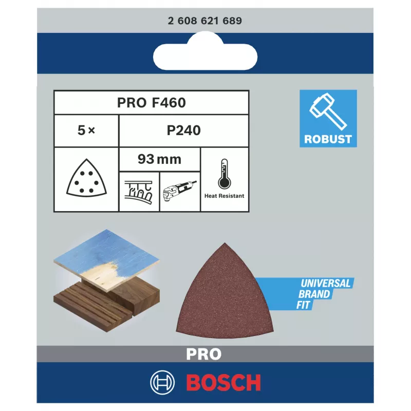 Bosch 2608621689 lixa delta P240 93 mm pack de 5