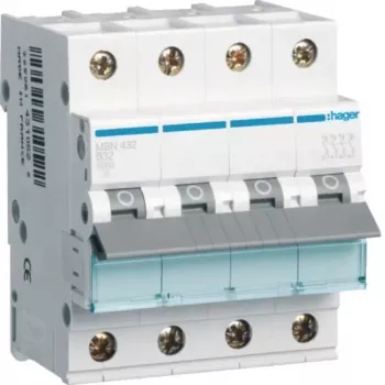 Hager MBN432 disjuntor 4 polos 32A curva B 6kA