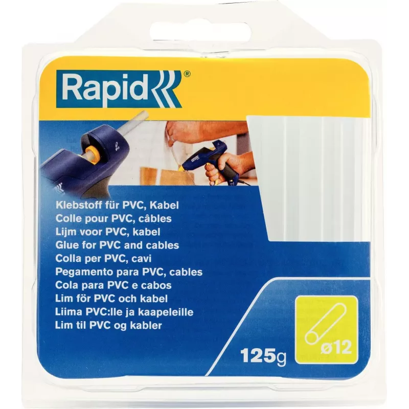 Rapid barras de cola quente para PVC e cabos, 12 mm de diâmetro, curtas, transparentes, 1 unid. 40107358