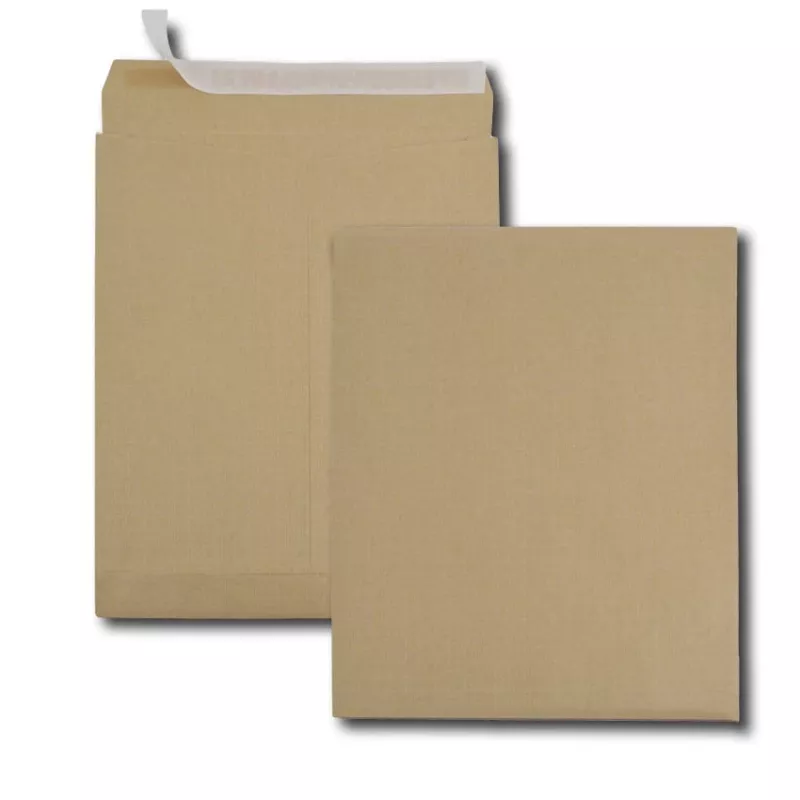GPV saco de envio dobrado com fole lateral e fundo bloqueado, 340 x 465 mm, castanho, sem janela, fecho autoadesivo, 1 unid. (5005)