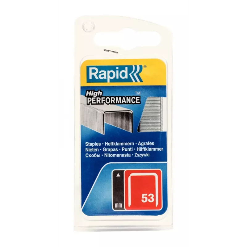Rapid n.º 53 agrafos de arame fino, 12 mm comprimento das pernas, aço galvanizado, embalagem de 2500 40109505