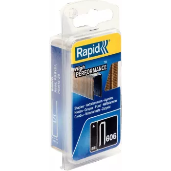 Agrafos estreitos RAPID TOOLS Tipo 606, 12 mm, embalagem pequena, arame de aço galvanizado, superfície revestida a resina, 1 unid. 40109527