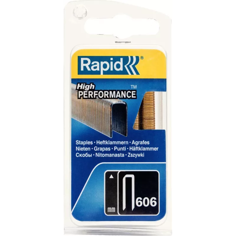 Agrafos estreitos RAPID TOOLS Tipo 606, 12 mm, embalagem pequena, arame de aço galvanizado, superfície revestida a resina, 1 unid. 40109527
