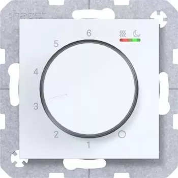 Termostato de ambiente HAGER WAN5010WG 230V 16A botão rotativo com botão de pressão aquecimento