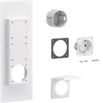 Hager universZ Tomada Schuko com flange, simples, 250 V, 16 A, cinzento claro ZY01SD