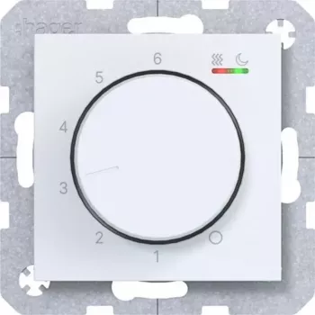 Termostato de ambiente HAGER WAN5010WM 230V/16A botão rotativo/pressão para aquecimento