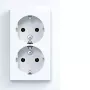 HAGER WAS2175WG Tomada dupla com placa de cobertura, Schuko, encastrar, branco polar