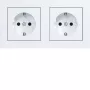 Tomada dupla SCHUKO HAGER WAS2123WM com moldura A.1, branco polar