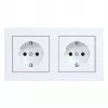 Tomada dupla SCHUKO HAGER WAS2123WM com moldura A.1, branco polar