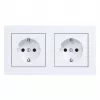 Tomada dupla SCHUKO HAGER WAS2123WM com moldura A.1, branco polar
