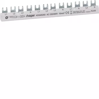 HAGER KDS463AS barramento de fases QuickBusbar trifásico 63A 12 módulos