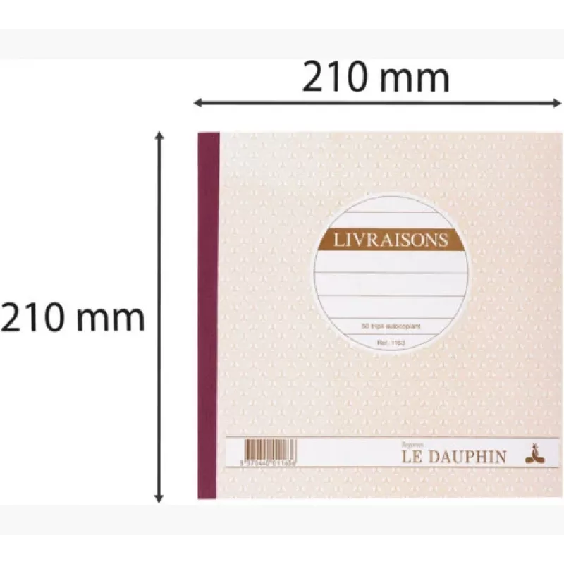 Le Dauphin bloco de guias de entrega, 210 x 210 mm, triplicado (1163D) - 1 unidade (1163D)