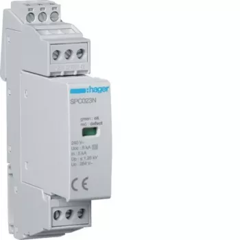 Hager SPC203N Para-raios tipo 3 1P+N Uc 264V In 5kA Up 1,25kV com contacto de sinalização remota