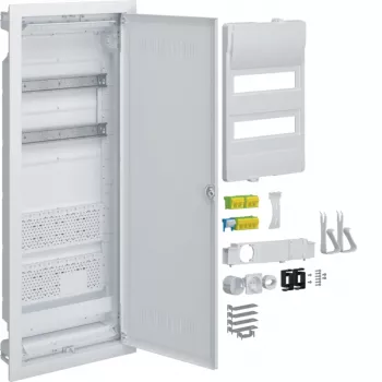 HAGER VU602WWH Armário de distribuição embutido Volta com tomada e porta de plástico branca