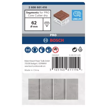 Bosch 2608601416 Segmentos de diamante para coroas de perfuração a seco, pack de 4