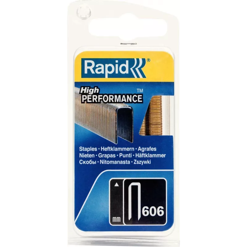 RAPID TOOLS Agrafos de dorso estreito Tipo 606, 18 mm, embalagem pequena, arame de aço galvanizado, superfície resinosada, 1 unid. (40109529)