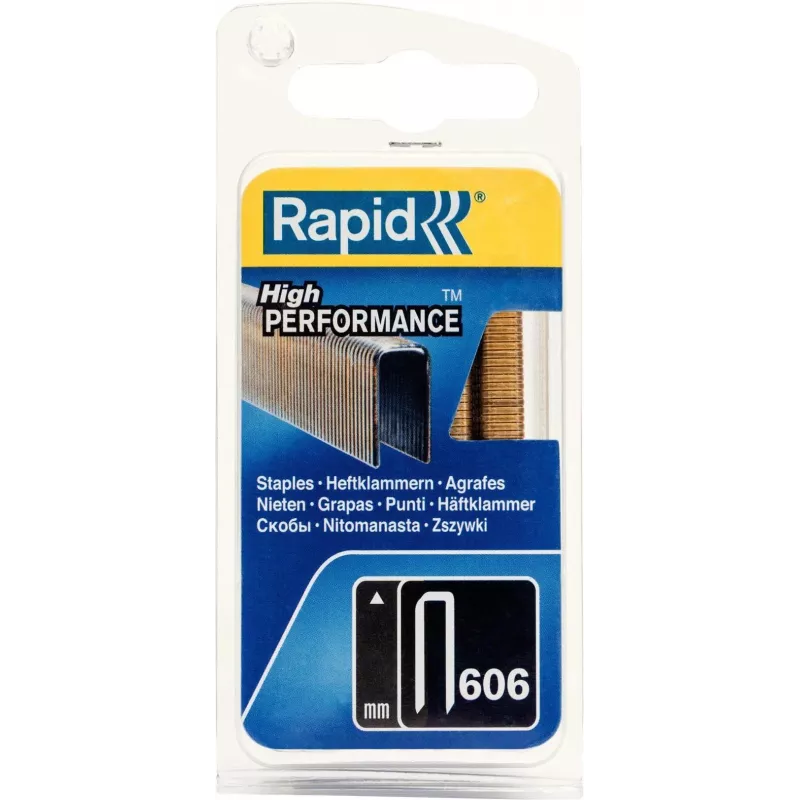 Rapid Agrafos de dorso estreito Tipo 606, 25 mm, arame de aço galvanizado, superfície revestida a resina, embalagem pequena 40109531