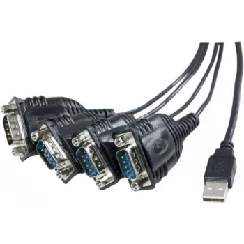 Exertis Connect Cabo adaptador USB para série, ficha USB-A para ficha DB-9, 1,3 m, parafusos de orelhas, preto 040344