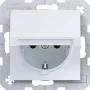 Hager WAS1110WM Tomada SCHUKO com tampa basculante de fecho automático, IP44, branco polar