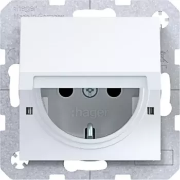HAGER WAS1212WG Witty tomada SCHUKO com tampa basculante, encastrar, branco polar