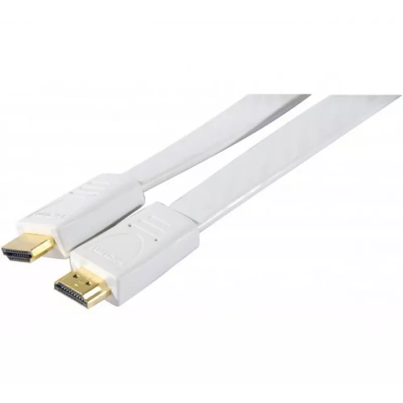 EXERTIS CONNECT cabo HDMI High Speed plano, conectores dourados, ficha HDMI Type-A macho para ficha Type-A macho, branco, 1,8 m 128312
