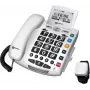 Telefone fixo para seniores Geemarc Pack SERENTIES com pingente de deteção de quedas, ecrã retroiluminado, branco