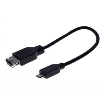 Cabo adaptador Micro USB OTG EXERTIS CONNECT, USB-A fêmea para Micro-B macho, 0,15 m, preto 532416