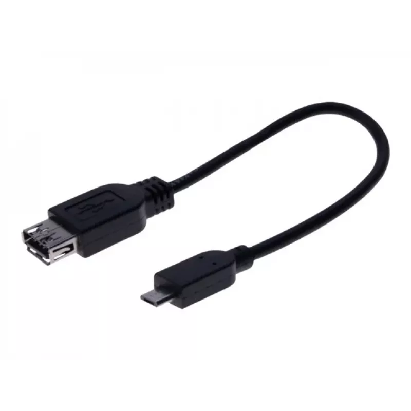 Cabo adaptador Micro USB OTG EXERTIS CONNECT, USB-A fêmea para Micro-B macho, 0,15 m, preto 532416