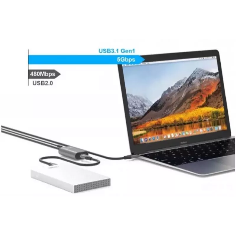Cabo de extensão USB-C ativo Exertis Connect 5m USB 3.1 Gen 1 5Gbps 60W PD 149255