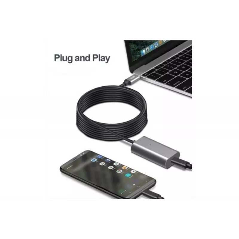 Cabo de extensão USB-C ativo Exertis Connect 5m USB 3.1 Gen 1 5Gbps 60W PD 149255