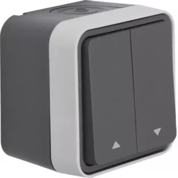 Botão de série para estores Hager WNC302, 2 canais, encastrar, branco polar