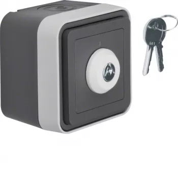 Hager WNC035 Interruptor de chave de superfície 2 polos comutador IP44 cinzento claro