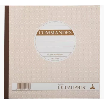 Le Dauphin Manifold Commandes Bloco de formulários de encomenda, 210 x 210 mm, 2 partes autocopiativas, 50 conjuntos, branco/amarelo (1172D)