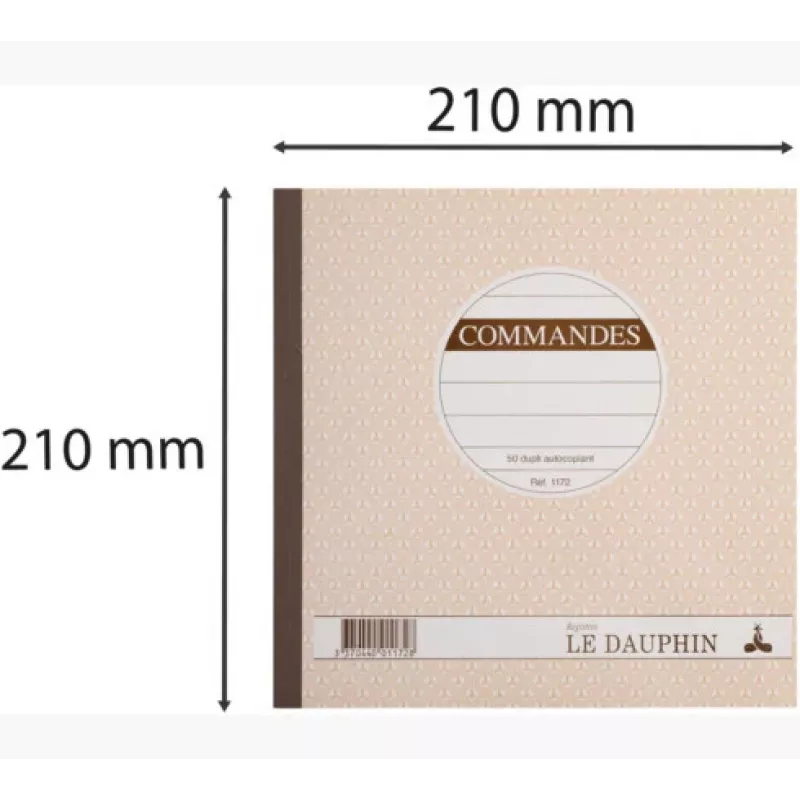 Le Dauphin Manifold Commandes Bloco de formulários de encomenda, 210 x 210 mm, 2 partes autocopiativas, 50 conjuntos, branco/amarelo (1172D)